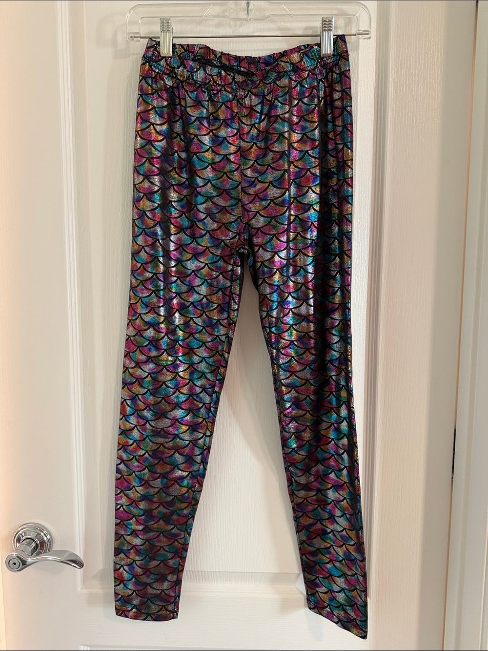 Girls Metallic Mermaid Scale Leggings - Multicolor